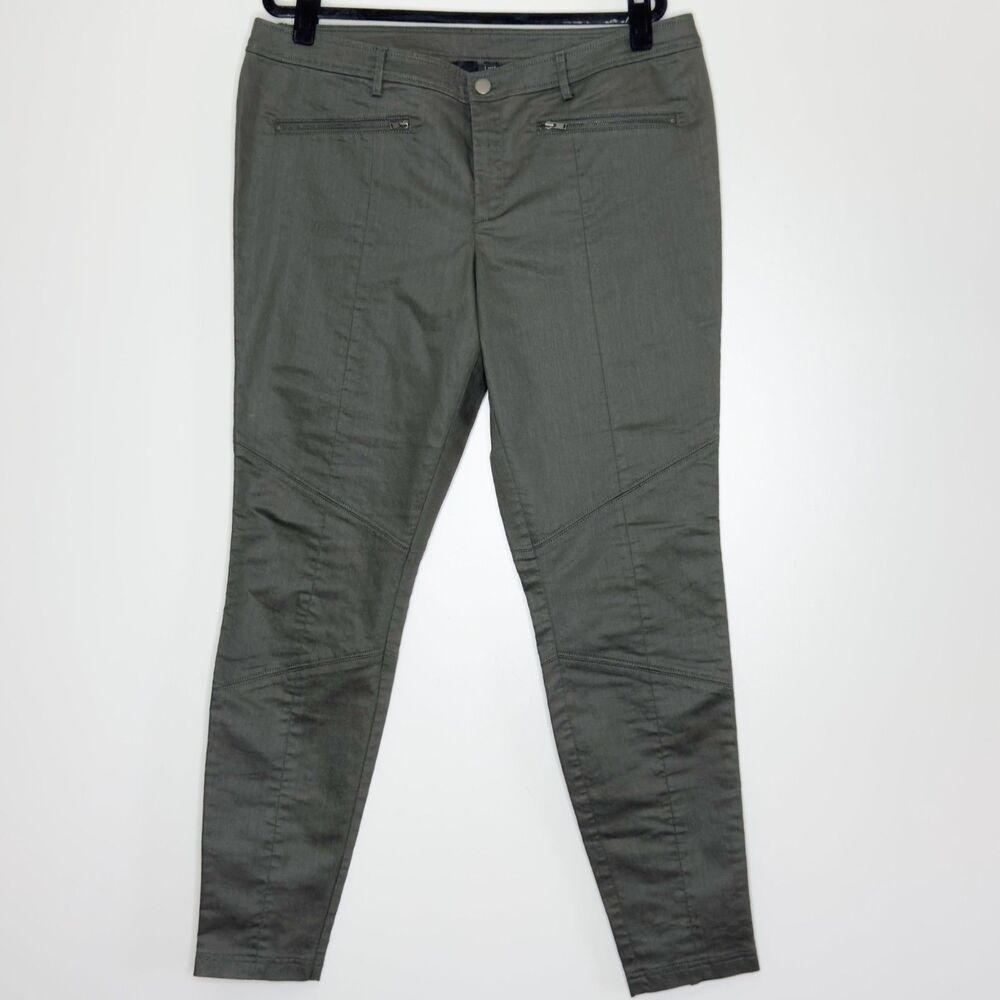 Eileen Fisher Project Coated Organic Cotton Blend Pants Green Women's Size 14